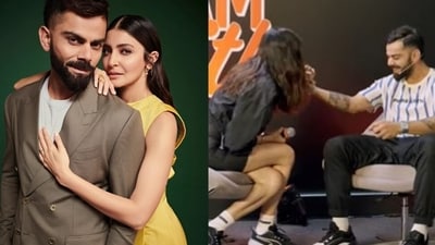 Anushka Sharma kissed Virat Kohli's hand. Anushka Sharma kissed Virat Kohli's hand.