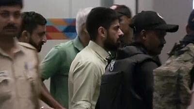 Gangster Lawrence Bishnoi brought to Delhi from Gujarat on Thursday. (ANI) Gangster Lawrence Bishnoi brought to Delhi from Gujarat on Thursday. (ANI)