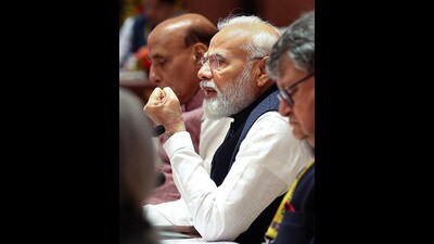 Prime Minister Narendra Modi at the 8th Governing Council meeting of Niti Aayog on Saturday. (PTI) Prime Minister Narendra Modi at the 8th Governing Council meeting of Niti Aayog on Saturday. (PTI)
