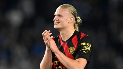 Manchester City's Erling Braut Haaland celebrates after the match (REUTERS)
