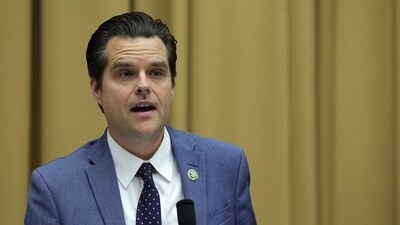 WASHINGTON, DC - MAY 18: U.S. Rep. Matt Gaetz (R-FL) speaks during a hearing before the Select Subcommittee on the Weaponization of the Federal Government of the House Judiciary Committee at Rayburn House Office Building on May 18, 2023 on Capitol Hill in Washington, DC. The House Select Subcommittee on the Weaponization of the Federal Government held a hearing on "Weaponization of the Federal Government." (Getty Images via AFP) WASHINGTON, DC - MAY 18: U.S. Rep. Matt Gaetz (R-FL) speaks during a hearing before the Select Subcommittee on the Weaponization of the Federal Government of the House Judiciary Committee at Rayburn House Office Building on May 18, 2023 on Capitol Hill in Washington, DC. The House Select Subcommittee on the Weaponization of the Federal Government held a hearing on "Weaponization of the Federal Government." (Getty Images via AFP)