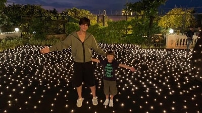 Shah Rukh Khan is very fond of his youngest child, Abram. Here, the father-son duo are seen posing at their home, Mannat, when they had hosted a star-studded bash on Diwali. Abram turned 10 on Saturday. Shah Rukh Khan is very fond of his youngest child, Abram. Here, the father-son duo are seen posing at their home, Mannat, when they had hosted a star-studded bash on Diwali. Abram turned 10 on Saturday. 