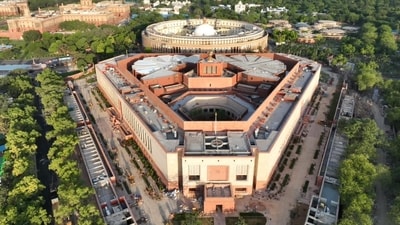 A view of the new Parliament building and the old Parliament building in New Delhi ahead of launch on Sunday. A view of the new Parliament building and the old Parliament building in New Delhi ahead of launch on Sunday.