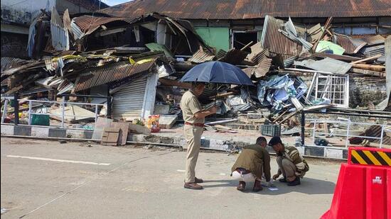 At least eight adjoining shops were also completely demolished. (HT Photo)