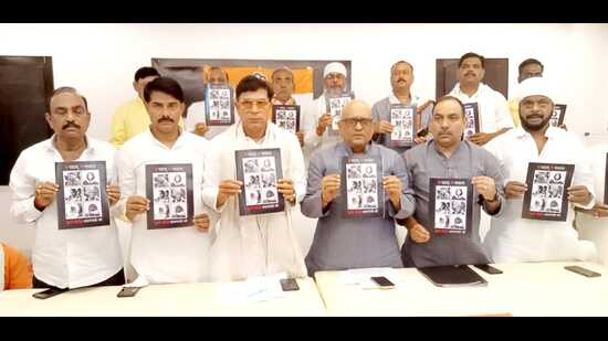 Congress leaders and activists in Varanasi on Saturday