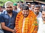 Wrestling Federation of India (WFI) chief Brij Bhushan Singh during an interaction with the media at his residence in Bishnoharpur