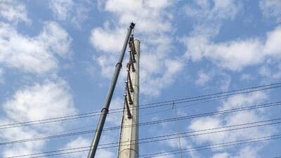 A senior HVPNL official said the work for increasing the height of transmission lines started almost four months back. (HT Photo)