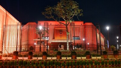 A view of the illuminated new Parliament building (ANI)