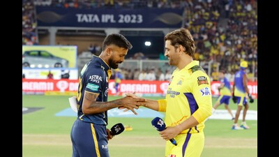 CSK skipper MS Dhoni and GT skipper Hardik Pandya from their first IPL match at Narendra Modi Stadium, Ahmedabad, have led their teams to the finale which will be played today. (Photo: ANI) CSK skipper MS Dhoni and GT skipper Hardik Pandya from their first IPL match at Narendra Modi Stadium, Ahmedabad, have led their teams to the finale which will be played today. (Photo: ANI)