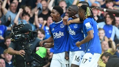 Everton midfielder Abdoulaye Doucoure celebrates with teammates after scoring the opening goal against Bournemouth (AFP) Everton midfielder Abdoulaye Doucoure celebrates with teammates after scoring the opening goal against Bournemouth (AFP)