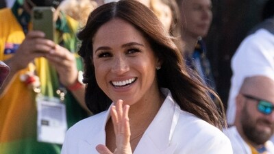 FILE - Meghan Markle, Duchess of Sussex, arrives at the Invictus Games venue in The Hague, Netherlands, Friday, April 15, 2022. Meghan will be in New York Tuesday, May 16, 2023, along with Black Voters Matter co-founder LaTosha Brown, to receive the Ms. Foundation’s Women of Vision Award, as the nation’s oldest women’s foundation marks its 50th anniversary. (AP) FILE - Meghan Markle, Duchess of Sussex, arrives at the Invictus Games venue in The Hague, Netherlands, Friday, April 15, 2022. Meghan will be in New York Tuesday, May 16, 2023, along with Black Voters Matter co-founder LaTosha Brown, to receive the Ms. Foundation’s Women of Vision Award, as the nation’s oldest women’s foundation marks its 50th anniversary. (AP)