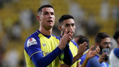 Al Nassr's Cristiano Ronaldo applauds fans after the match (REUTERS)