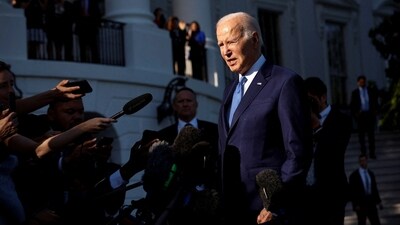 US President Joe Biden speaks to the media. (Reuters)