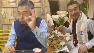 The image shows Japan Ambassador Hiroshi Suzuki relishing Indian food. (Twitter/@HiroSuzukiAmbJP) The image shows Japan Ambassador Hiroshi Suzuki relishing Indian food. (Twitter/@HiroSuzukiAmbJP)