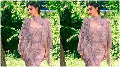 Mouni played muse to fashion designer Ziad Nakad and picked a pastel pink sequined gown for the special occasion. (Instagram/@imouniroy) Mouni played muse to fashion designer Ziad Nakad and picked a pastel pink sequined gown for the special occasion. (Instagram/@imouniroy)
