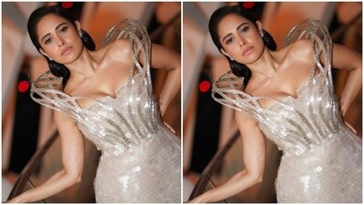 Assisted by makeup artist Sarah Sequeira, Nushrratt decked up in silver eyeshadow, black eyeliner, mascara-laden eyelashes, drawn eyebrows, contoured cheeks and a shade of nude lipstick. (Instagram/@nushrrattbharuccha) Assisted by makeup artist Sarah Sequeira, Nushrratt decked up in silver eyeshadow, black eyeliner, mascara-laden eyelashes, drawn eyebrows, contoured cheeks and a shade of nude lipstick. (Instagram/@nushrrattbharuccha)