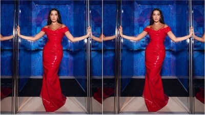 For her look, Nora opted for a striking red gown by Nicolas Jebran, perfectly styled by renowned celebrity stylist Gehna Dholakia, to achieve her stunning appearance. (Instagram/@norafatehi)
