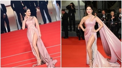 Sunny Leone's movie Kennedy, directed by Anurag Kashyap, premiered at the prestigious Cannes Film Festival 2023 on Wednesday. She wowed in her one-shoulder pale pink satin gown featuring a side cut out along with a risque thigh slit. (Instagram/@sunnyleone) Sunny Leone's movie Kennedy, directed by Anurag Kashyap, premiered at the prestigious Cannes Film Festival 2023 on Wednesday. She wowed in her one-shoulder pale pink satin gown featuring a side cut out along with a risque thigh slit. (Instagram/@sunnyleone)
