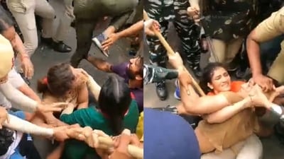 The wrestlers were detained by the police. The wrestlers were detained by the police.