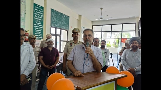 The minister was speaking to mediapersons after inaugurating a state-level pulse polio drive from a civil hospital on Sunday. (HT Photo)
