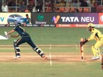 MS Dhoni stumps Shubman Gill in CSK vs GT match. MS Dhoni stumps Shubman Gill in CSK vs GT match.