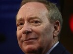 FILE PHOTO: Brad Smith, Vice Chair and President of Microsoft attends a news conference during the Web Summit, Europe's largest technology conference, in Lisbon, Portugal, November 3, 2022. REUTERS/Pedro Nunes/File Photo