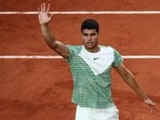 Spain's Carlos Alcaraz Garfia celebrates after winning against Italy's Flavio Cobolli at the end of their men's singles match on day two of the Roland-Garros Open Spain's Carlos Alcaraz Garfia celebrates after winning against Italy's Flavio Cobolli at the end of their men's singles match on day two of the Roland-Garros Open