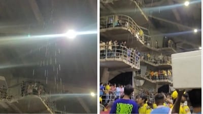 Fans complained about a roof leak at the Narendra Modi Stadium on Twitter (Twitter) Fans complained about a roof leak at the Narendra Modi Stadium on Twitter (Twitter)