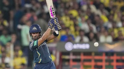 Ahmedabad: Gujarat Titans batter Wriddhiman Saha plays a shot during the IPL 2023 cricket match between Gujarat Titans and Chennai Super Kings, at the Narendra Modi Stadium in Ahmedabad, Monday, May 29, 2023. (PTI Photo/Kunal Patil)(PTI05_29_2023_000264A) (PTI)