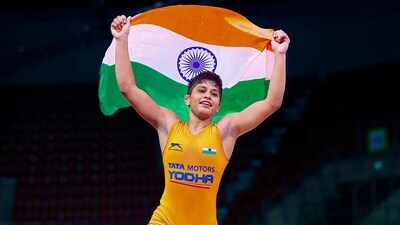 Wrestler Antim Panghal after creating history and becoming the first Indian girl to win a gold medal at the U-20 World Championships in Sofia, Bulgaria. (PTI/File Photo) Wrestler Antim Panghal after creating history and becoming the first Indian girl to win a gold medal at the U-20 World Championships in Sofia, Bulgaria. (PTI/File Photo)