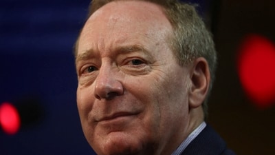 FILE PHOTO: Brad Smith, Vice Chair and President of Microsoft attends a news conference during the Web Summit, Europe's largest technology conference, in Lisbon, Portugal, November 3, 2022. REUTERS/Pedro Nunes/File Photo