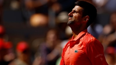Serbia's Novak Djokovic celebrates winning his first round match against Aleksandar Kovacevic of the U.S. (REUTERS)