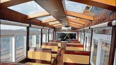 The Rail Coach Factory (RCF) here on Monday rolled out four advanced Vistadome narrow gauge coaches having glass roofs and large windows for the Kalka-Shimla heritage track. (HT File Photo) The Rail Coach Factory (RCF) here on Monday rolled out four advanced Vistadome narrow gauge coaches having glass roofs and large windows for the Kalka-Shimla heritage track. (HT File Photo)