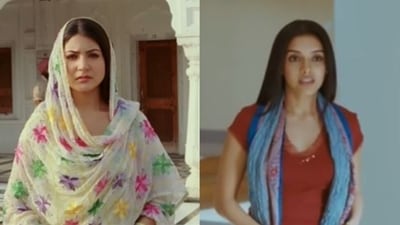 Anushka Sharma in Rab Ne Bana Di Jodi (L) and Asin in Ghajini. Anushka Sharma in Rab Ne Bana Di Jodi (L) and Asin in Ghajini.