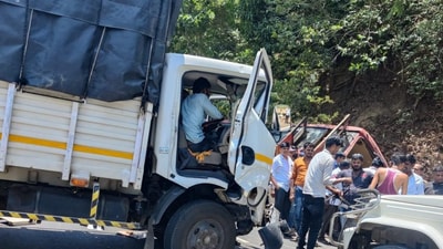 A bus from the Maharashtra State Road Transport Corporation's Bhiwandi depot collided with a tempo injuring 10 people on Monday. (ANI) A bus from the Maharashtra State Road Transport Corporation's Bhiwandi depot collided with a tempo injuring 10 people on Monday. (ANI)