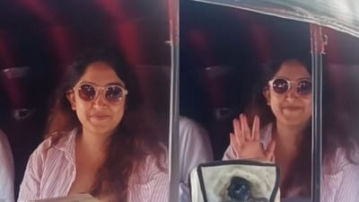 Ira Khan travelled in an auto. Ira Khan travelled in an auto.