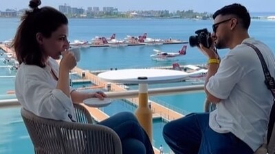 Soha Ali Khan takes a sip of her coffee as Kunal Kemmu captures her. The couple seem to have made the most of their time in Maldives. The view is enough to call it a beautiful holiday. Soha Ali Khan takes a sip of her coffee as Kunal Kemmu captures her. The couple seem to have made the most of their time in Maldives. The view is enough to call it a beautiful holiday. 