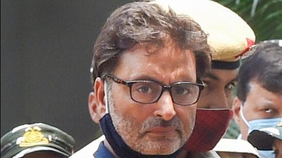 New Delhi: Kashmiri separatist leader Yasin Malik at Patiala House court on May 25, 2022, minutes before he was sentenced to life (PTI)