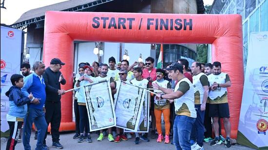 The Patnitop marathon was held across four categories based on distance — 21.09 km, 10 km, 5 km and 1 km for children, (HT Photo)
