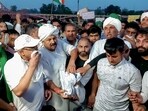 Bhartiya Kisan Union (BKU) president Naresh Tikait in Haridwar where wrestlers gathered to immerse their medals in the Ganga river as a mark of protest against Wrestling Federation of India (WFI) chief Brij Bhushan Sharan Singh over the sexual harassment allegations