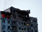 A view shows an apartment building damaged during a massive Russian drone strike, amid Russia’s attack on Ukraine, in Kyiv.