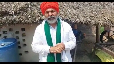 BKU leader Rakesh Tikait in Lakhimpur Kheri on Tuesday. (HT photo)