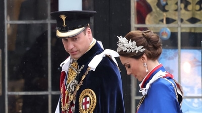 Prince and Princess of Wales, Prince William and Kate Middleton at Westminster Abbey. (Reuters)