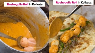 Rasgulla roll from Kolkata. (Instagram/@kolkatas.illusion) Rasgulla roll from Kolkata. (Instagram/@kolkatas.illusion)