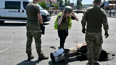 Russia-Ukraine War: Police experts examine fragments of a missile after Russia fired a barrage of missiles for the second time in 24 hours. (AFP)