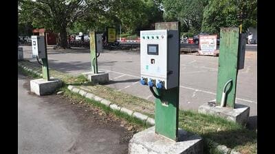 The Chandigarh administration is planning to spend  ₹40 lakh per electric vehicle charging station to upgrade them, translating into  ₹3.2 crore for all eight. (HT Photo)