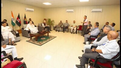 Union home minister Amit Shah in Churachandpur on Tuesday. (PTI)