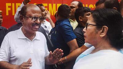 West Bengal governor CV Ananda Bose and Chief Minister Mamata Banerjee after a fire broke out at a multi-storey building close to Raj Bhavan in Kolkata on May 10 (PTI File Photo) West Bengal governor CV Ananda Bose and Chief Minister Mamata Banerjee after a fire broke out at a multi-storey building close to Raj Bhavan in Kolkata on May 10 (PTI File Photo)