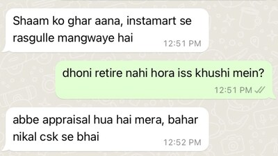 A screengrab of the WhatsApp chat. (Twitter/@FarziCricketer) A screengrab of the WhatsApp chat. (Twitter/@FarziCricketer)