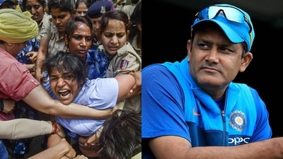 Kumble expressed dismay at how the wrestlers were treated (PTI/Getty) Kumble expressed dismay at how the wrestlers were treated (PTI/Getty)